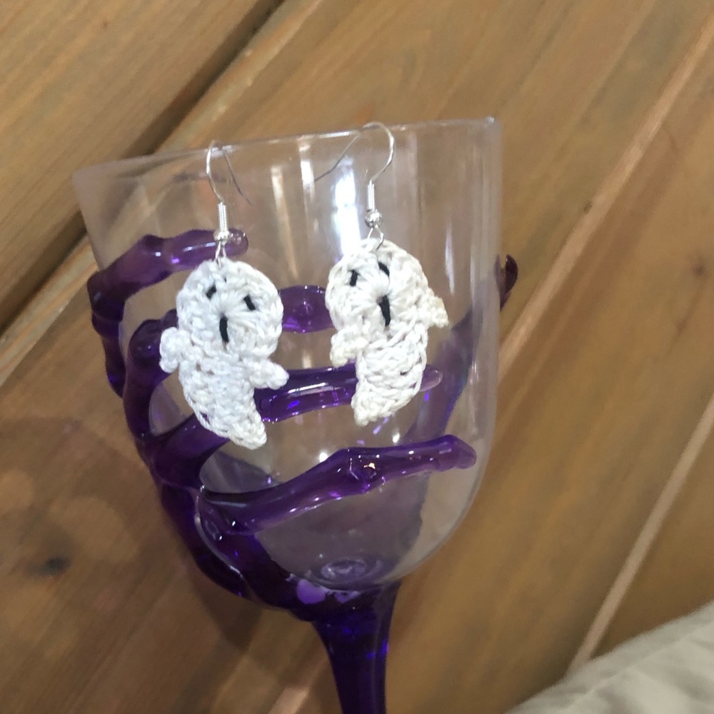 Crochet ghost earrings